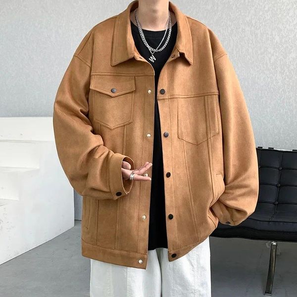 Männer Jacken Wildleder Frühling und Herbst Hong Kong Stil Jacke Trendy Marke Kleidung Baseball Uniform Hübsche Lose Jungen