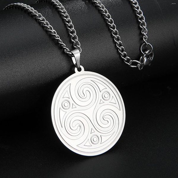 Collane a pendente in acciaio inossidabile collana triskelion triskel simbolo a spirale amuleto magico talismano pagano buona fortuna gioielli vintage del nodo irlandese