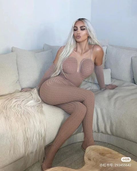 Vestido feminino Yousef aljasmi Noite kimkardashian Bainha Macacão Gola alta Rosa Querida Vestido longo schiaparelli Haute Couture por danielroseberry