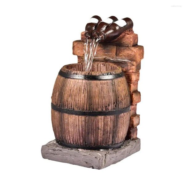 Decorações de jardim resina barril de vinho fonte auto-circulação água decoração estátua pátio gramado decoração ao ar livre paisagem