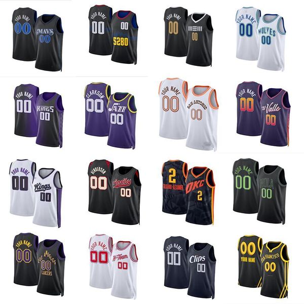 23-24 temporada Mens Basquete Jerseys Stephen Curry Victor Wembanyama Paul George James Nikola Jokic Kevin Durant Ja Morant Luka Doncic De Aaron Fox Zion Williamson