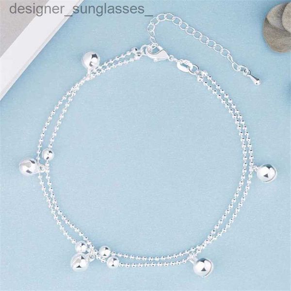 Cavigliere KOFSAC New Fashion 925 cavigliere in argento sterling per le donne Beach Party carino perline catena campane bracciali gioielli piede ragazza regali L231115