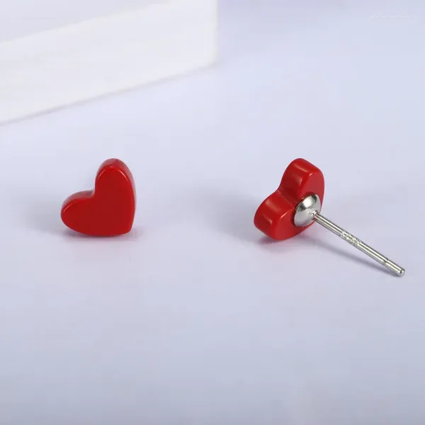 Orecchini a bottone in argento sterling 925 creato con turchese rosso, cuore d'amore, pietra preziosa simulata, gioielli in cristallo per le donne nuziali