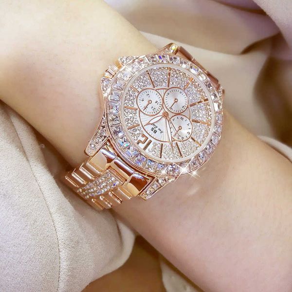 Womens Watch Hong Kong Genuine Bs Luxury Diamond Watch Womens All Sky Star Rhinestone Pointer Luminous Imported Large Dial Watch