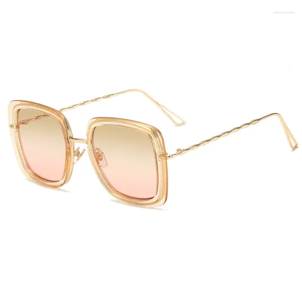 Sonnenbrille Quadrat Übergroße 2023 Mode Frauen Männer Klare Metall Sonnenbrille Famale Männlich Retro Brillen UV400 Shades