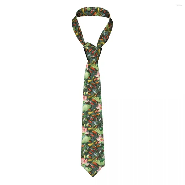 Papillon Cravatta da uomo Cravatta formale sottile Classico da uomo Giappone Carpa Koi Pesce in stagno di loto Matrimonio Gentiluomo Stretto