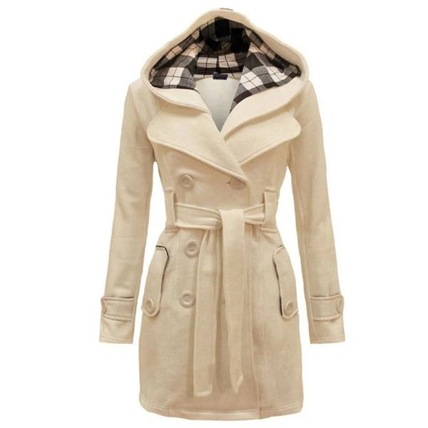 Casaco de lã feminino falso vintage casaco de lã quente com cintos duplo breasted sólido casual 2023 inverno moda senhoras plus size 231115