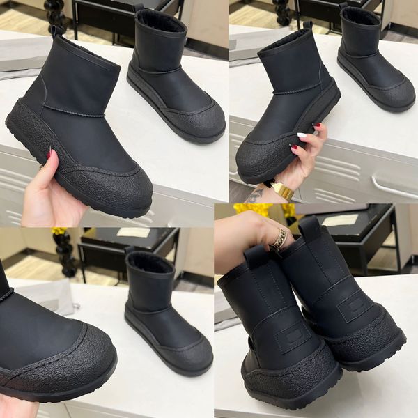 Neue Damenstiefel, Skistiefel, Schneestiefel, Designerstiefel, Winterstiefel aus Oberrindsleder und Gummi mit flachem Boden, wasserdichte Stiefeletten. Warme, bequeme Modestiefel