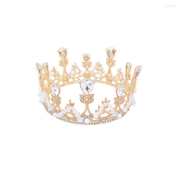 Fermagli per capelli Barocco Colore argento Cristallo Piccoli diademi Corone rotonde per ragazze Principessa Festa Strass Spettacolo Diadem Accessori