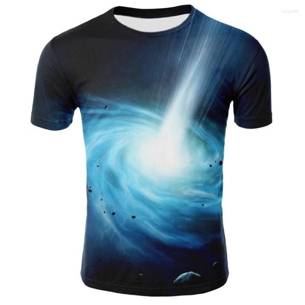 T-shirt da uomo Estate stampata Cielo stellato con la stessa T-shirt selvaggia da uomo Moda casual a maniche corte