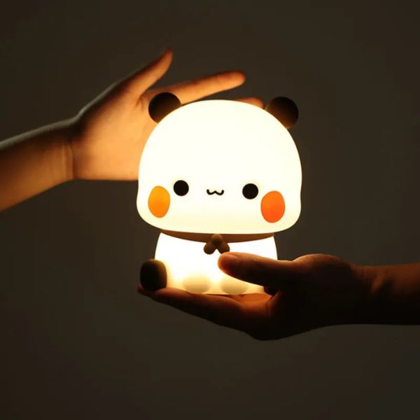 Лампы Абажуры Kawaii Bear Panda Bubu и Dudu Led Night Lights Симпатичные мультяшные ночные огни Животное Украшение спальни Гостиная Кукла Подарок 231116