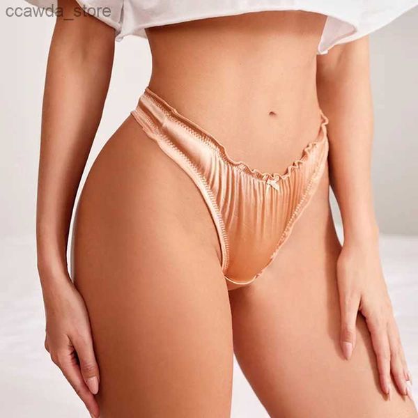 Calcinha feminina luxo cetim meninas g string briefs tanga mulheres calcinha sexy roupa interior t volta tentação erótica íntima plus size s-xl q231116