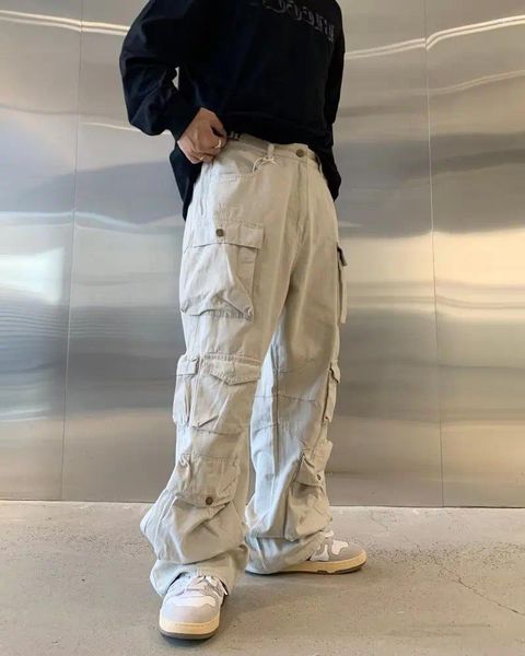 Männer Jeans Street Fashion Marke Hohe Lose Gerade Rohr Große Tasche Overalls Männer Und Frauen Sind Dünne Mit Taillen Hiphop