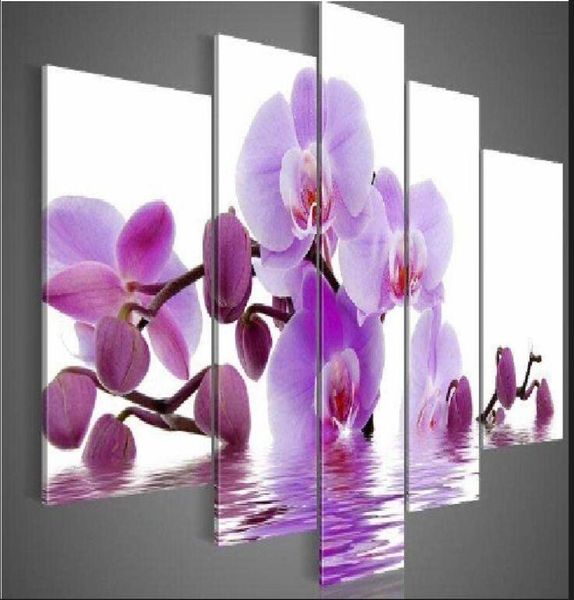 100 pintado à mão de alta qualidade enorme bela flor pintura a óleo em tela casa decoração de parede arte pinturas abstratas modernas 5pcsset2673908