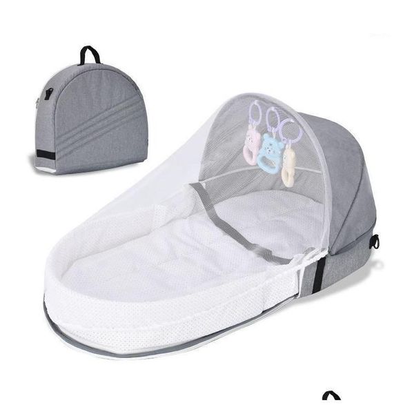 Culla per bambini Zaino pieghevole Letto di isolamento bionico con zanzariera Neonato portatile da viaggio all'aperto Culla Cuscino per dormire Biancheria da letto Drop Deli Dh4Go