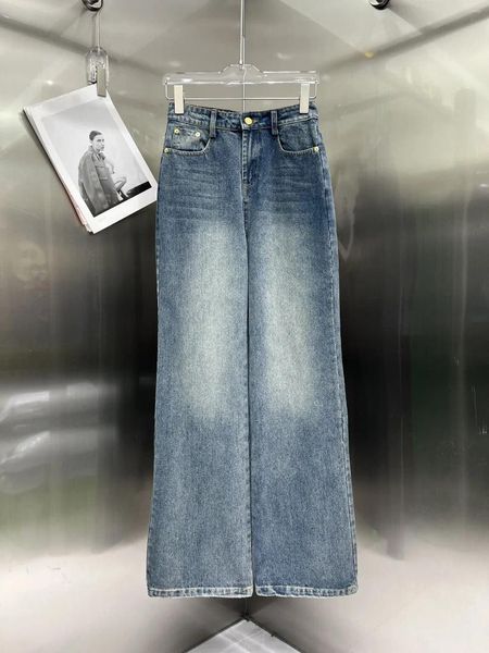 Frauen Jeans 2023 Herbst und Winter Blau Gerade Zylinder Hohe Taille Slim Fit Casual Breite Bein Frauen