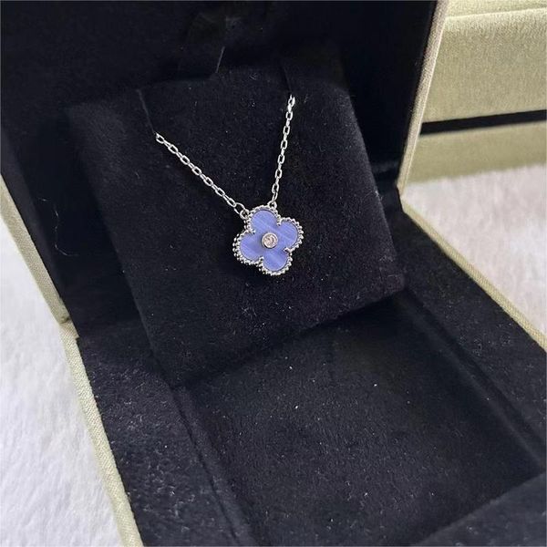 Love Clover Designer Collane con ciondolo con ciondolo per donna Pietra viola chiaro Diamante Goth Sailormoon Sister Moissanite Collana girocollo Gioielli