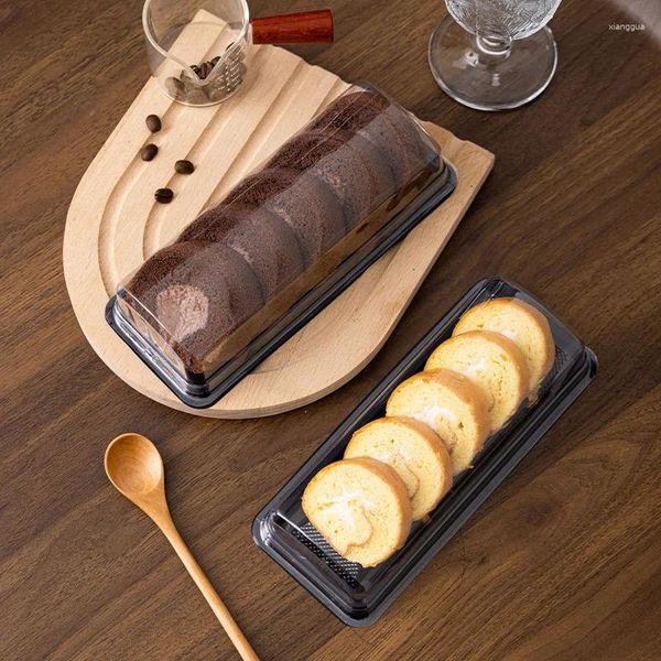 Geschenkpapier 25 StückTransparente tragbare Biskuitrolle Schokoladenkuchen Verpackungsbox Handtuch Süßwaren für