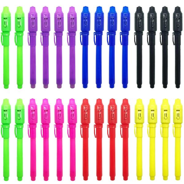 Textmarker 28 Stück Zeichenspielzeug 2 in 1 UV-Tinte Zauberstifte Graffiti Schwarzlicht Combo Kreatives Briefpapier Unsichtbarer Markierungsstift Partygeschenke 231116