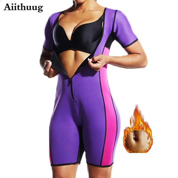 Vita pancia Shaper Aiithuug Donna Sauna Suit Shapewear Perdita di peso Corsetto Sudore Body Shaper Dimagrante Neoprene Manica corta Neoprene Body 231115