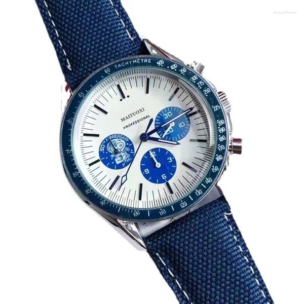 Relógios de pulso top masculino original relógio de quartzo lona cinta liga caso cronógrafo desportivo relógio à prova d'água relógio de pulso para homens