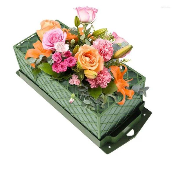 Decoratieve Bloemen 1Pc Bloemenstandaard Schuimblokken Kunstmatige Arrangement DIY Rechthoek Droge Bloemen Bakstenen Houder Kooi Met Handvat