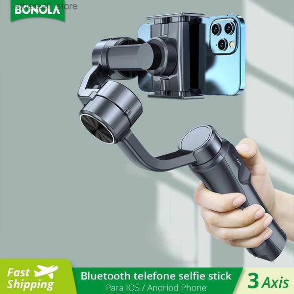 Stabilisatoren Bonola 3-Achsen-Hand-Gimbal-Stabilisator für IOS/Andriod Smartphone-Stabilisator Stative Videoaufzeichnung Vlog Anti-Shake-Telefon-Gimbal Q231116