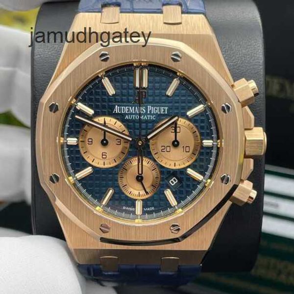 AP Swiss Relógio de luxo masculino Royal Oak Series 26331or Rose Gold Blue Plate 41mm de diâmetro Relógio mecânico automático casual de negócios