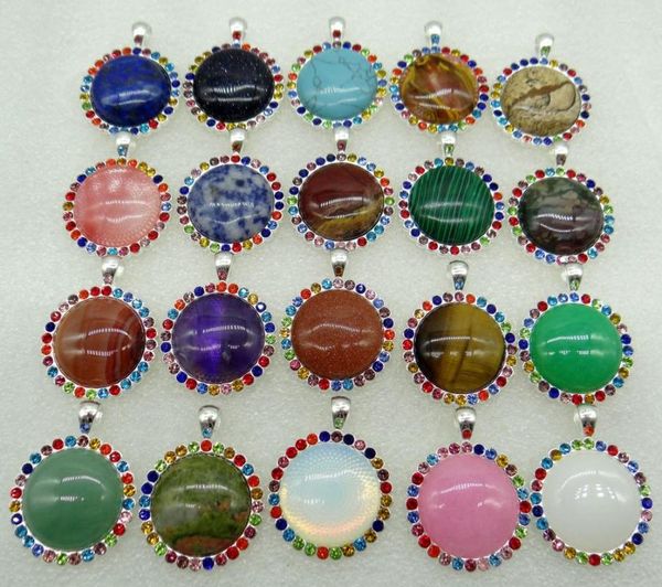 Colares pendentes 1pc vender o olho de cristal de círculos de pedra natural em formato de olho de cristal em forma de colar de jóias DIY Mulher Man Man