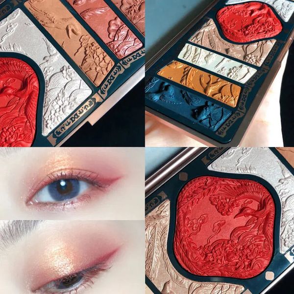 Lidschatten im chinesischen antiken Stil, luxuriöse Nude-Glitzer-Lidschatten-Palette, matte Schimmer-Make-up-Palette, Rouge, Puder, kosmetischer Lidschatten 231115