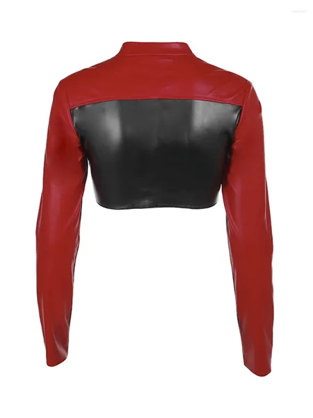 Giacche da donna Giacca da moto da donna Y2k Ecopelle Manica lunga Colletto alla coreana Zip Up Biker Outwear Abbigliamento autunnale