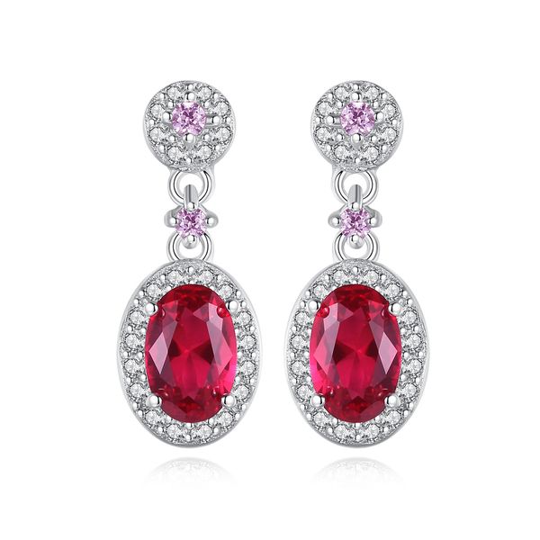 Rote Spinell-Ohrringe, S925-Silber, Micro-Set, Zirkon, Rubin, Luxus-Ohrringe, europäische Damenmode, Ohrringe, Hochzeit, Party, High-End-Schmuck, Valentinstagsgeschenk SPC