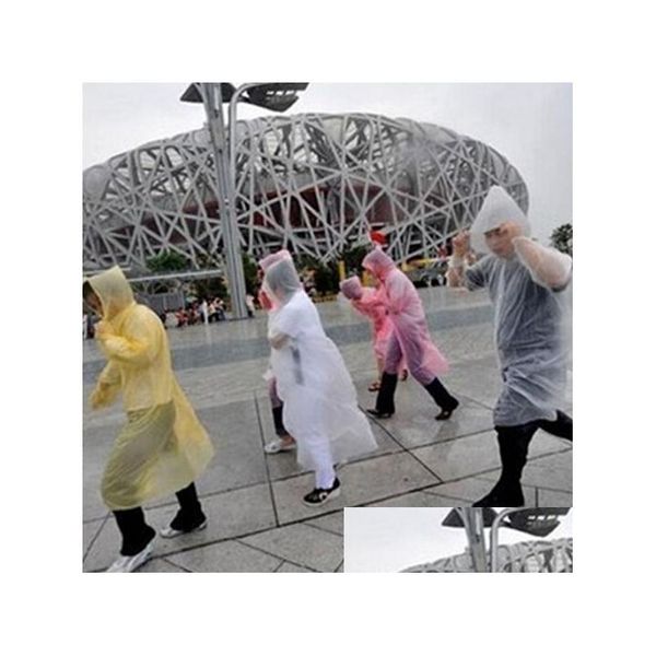 Regenmäntel Einmaliger Regenmantel Einweg-PE-Regenmäntel Poncho Regenbekleidung Reise-Regenmantel Tragen Sie Geschenke Einmalige gemischte Farben Drop Delivery Ho Dhyjb