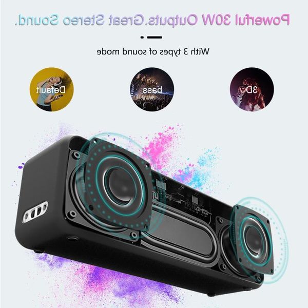 Freeshipping X5 Altoparlante Bluetooth portatile senza fili V50 TWS Type-C Altoparlante subwoofer stereo super basso IPX6 impermeabile 30 W Mfvut