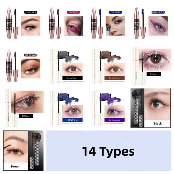 Farbige Mascara, wasserfest, blau, weiß, schwarz, lila, zur Verlängerung der Wimpern, 4D-Seidenfaser-Wimpernverlängerung, Augen-Make-up für den Partygebrauch