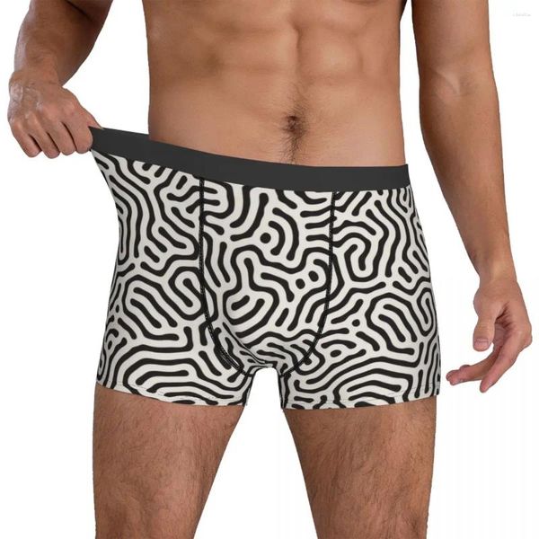 Cuecas padrão abstrato roupa interior simples desenho bolsa boxershorts impresso shorts briefs confortáveis homens plus size