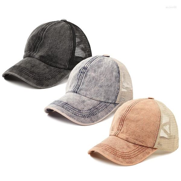 Casquettes de Baseball en maille de coton délavée pour hommes et femmes, casquette de Baseball respirante, fabriquée en vieux panneau lumineux, unisexe, chapeau de printemps et d'été