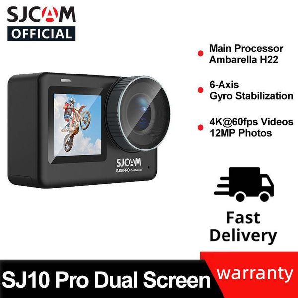 SJCAM SJ10 Pro Dual Screen Switching 4K / 60FPS Action Camera H22 Chipset Extend Mic Streaming ao vivo GYRO EIS WiFi remoto Sports DV