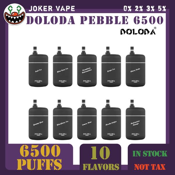 Doloda Pebble 6500 Puffs Оригинальная одноразовая ручка для вейпа 1,3 Ом с сетчатой катушкой 13 мл Предварительно заполненная капсула Перезаряжаемая батарея Электронные сигареты Puff 6500 0% 2% 3% 5% Электронные сигареты на складе