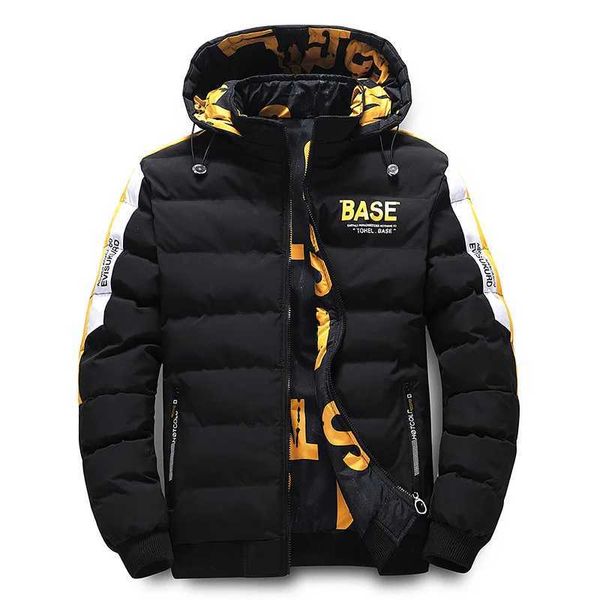 Parkas masculinas jaqueta de inverno quente dupla face desgaste engrossado casacos coreano moda removível casaco com capuz novo para masculino 2023 J231116