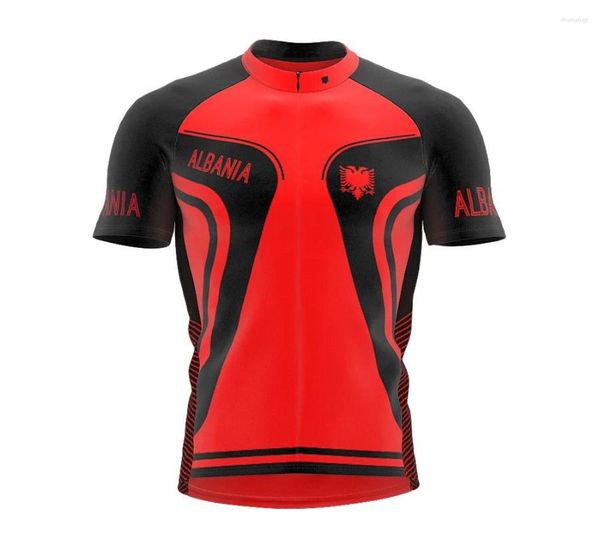 Rennjacken 2023 Albanien Mehr Stil Herren Classic Cycling Team Kurzarm Bike Road Mountain Clothing Outdoor Jersey