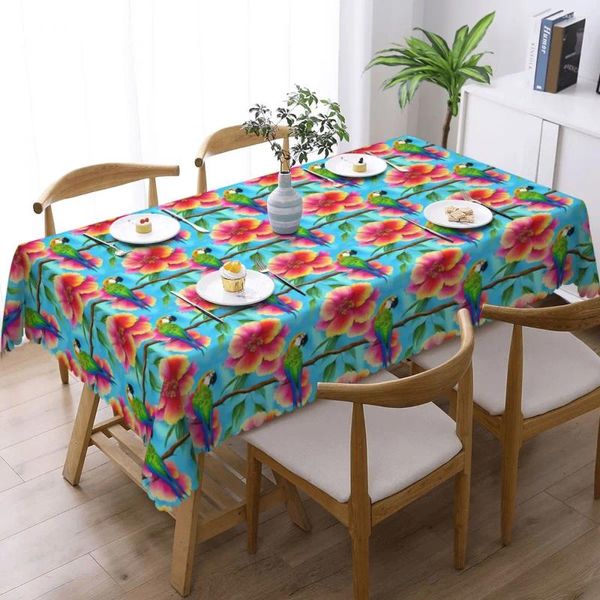 Tovaglia con pappagallo tropicale, tovaglia con stampa floreale, protezione rettangolare, moda, casa, festa, sala da pranzo, copertina stampata