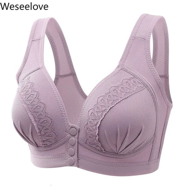 Bras Sexy Fechamento Frontal Sutiã Mulheres Fixação Sem Fio para Push Up Lingerie Plus Size Brassiere Sem Anel de Aço 231115