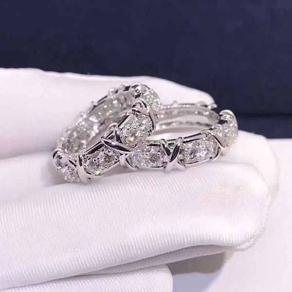 2023 INS os principais anéis de casamento jóias de moda simples 925 prata esterlina 18k preenchimento 5a cubic zircon cz diamante partido mulheres engajamento infinito anel para amante