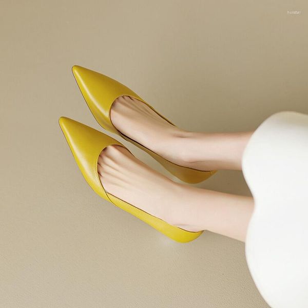 Отсуть обувь 2023 Весна/Осенняя женщина подлинная кожа для женщин заостренные пальцы на пятку