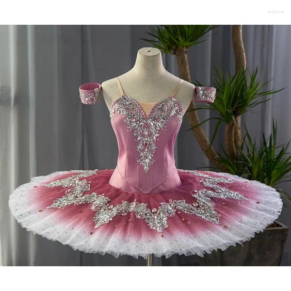 Personalizzazione manuale di abbigliamento da palcoscenico professionale di alta qualità dimensione costoma colore ragazza 12 strati Performance omber rosa balletto tutu