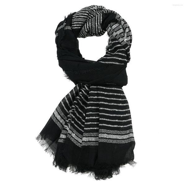 Schals Baumwolle Leinen Männer Schal Herbst Winter Schwarz Gestreift Dünne Quaste Schal Wrap Modemarke Bufandas Männliche Accessoires