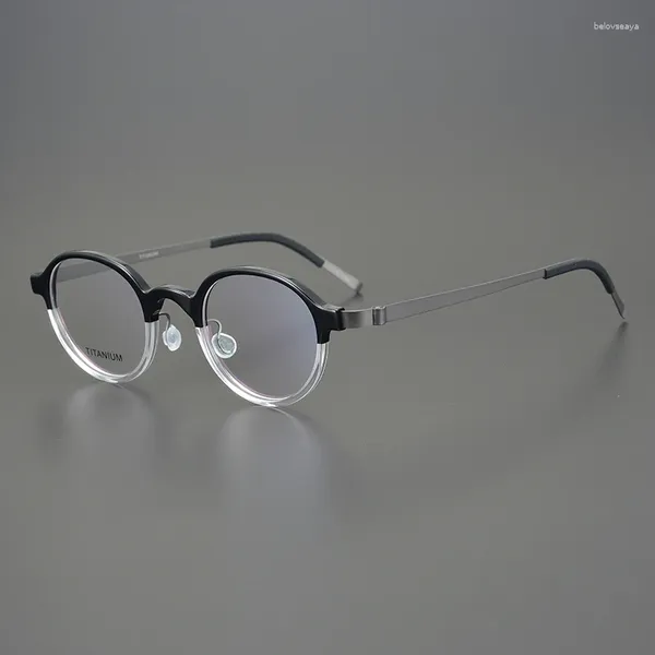 Montature per occhiali da sole Occhiali da vista ultraleggeri in puro titanio Montatura per uomo Donna Occhiali da vista rotondi fatti a mano in stile moda