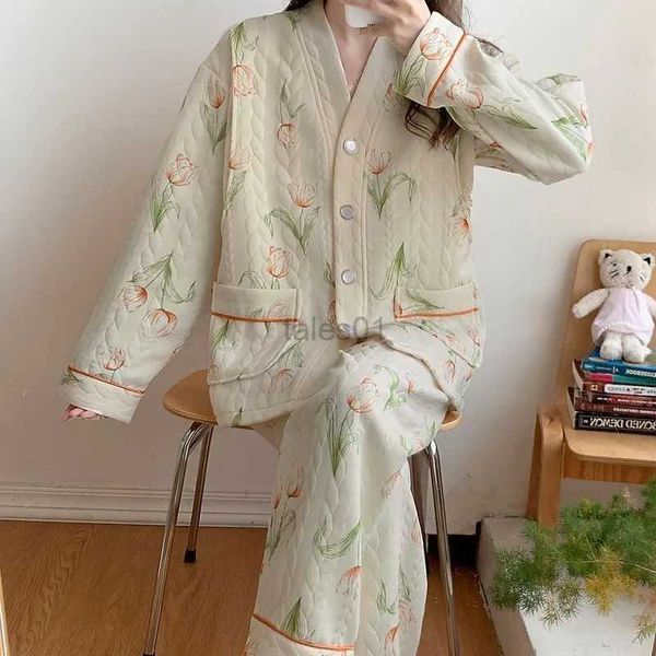 Women's Sleep Lounge 2023 New Air Cotton Postpartum Clothing Herbst Winter Postpartum Thick Stillen Schwangere Frauen Pyjamas Umstands-Homewear zln231116