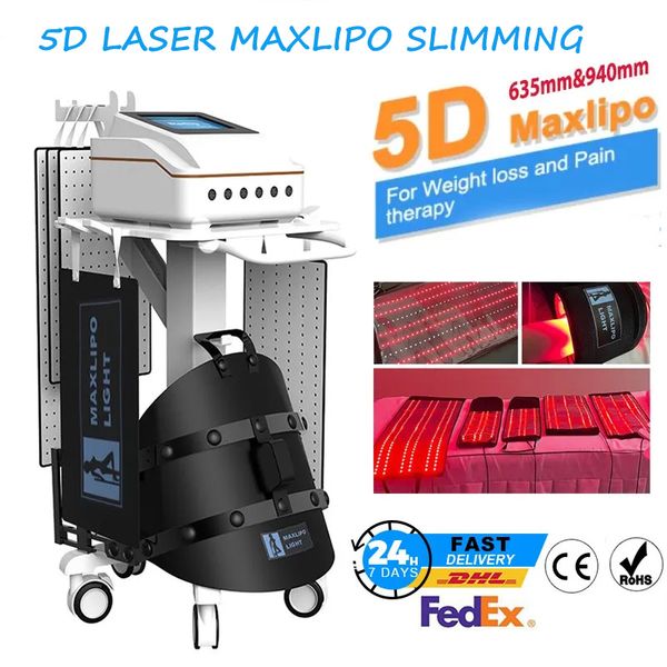 NUOVO 650nm 940nm 5D Laser Attrezzatura dimagrante Terapia del dolore perdere peso Laser Sbiancamento della pelle Rimozione del grasso Rimodellamento del corpo MAXLIPO Macchina di bellezza maschera luminosa a led